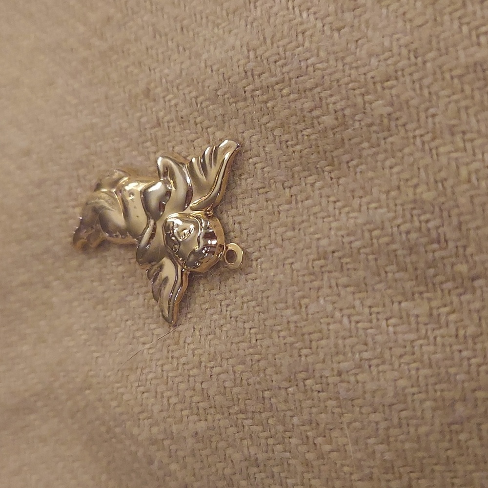 Vintage 1/20 14k Gold Filled Puffy 3D Introspective Cherub Angel Pendant - Picture 4 of 7